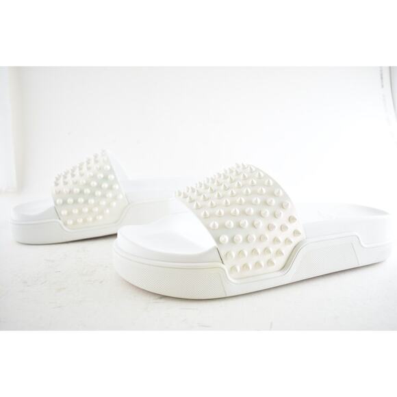 Christian Louboutin Men Pool Fun Flat White AB Satin Platform Slide Sandal 46 13 main image 6